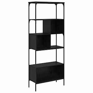 vidaXL Raamatukapp 7 tasandit 76 x 33 x 188,5 cm Tehispuit Must tamm