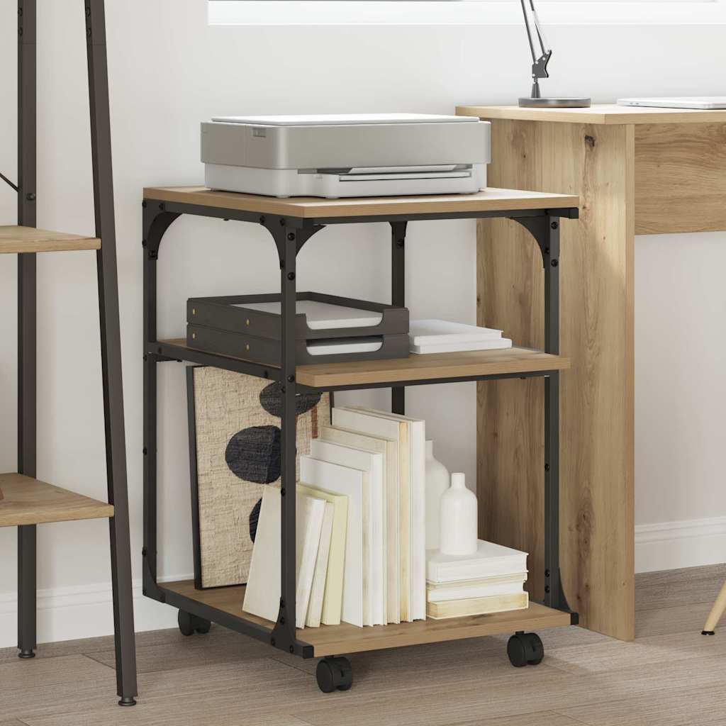 vidaXL Suport pentru imprimantă Stejar Artizanal 43 x 48 x 64 cm