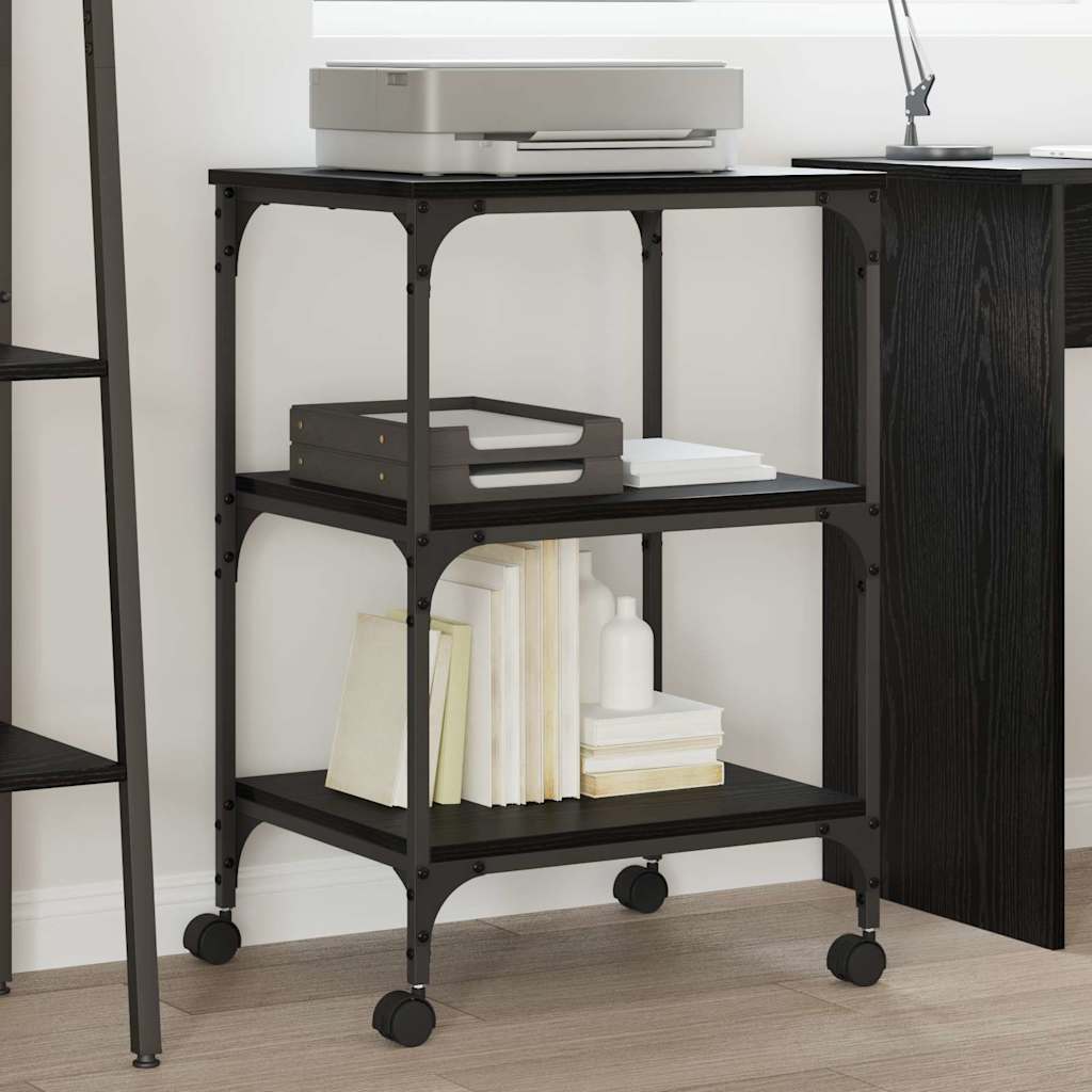 vidaXL Druckerständer Schwarz Eichen-Optik 50 x 41 x 75 cm