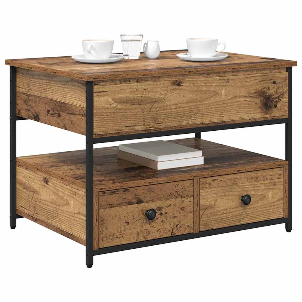 vidaXL Koffietafel met lade Oud hout 70x50x50cm Geengineerd hout