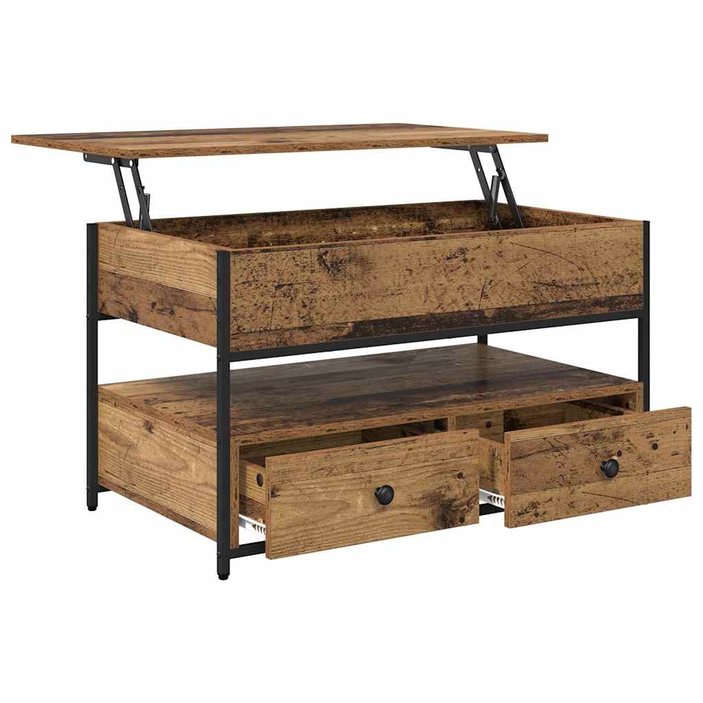 Τραπεζάκι σαλονιού με συρτάρι Παλιό Ξύλο 85 x 50 x 50 εκ. - Image 5