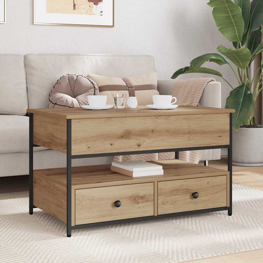 Τραπεζάκι σαλονιού με συρτάρι Artisan Oak 85 x 50 x 50 εκ. - Image 4