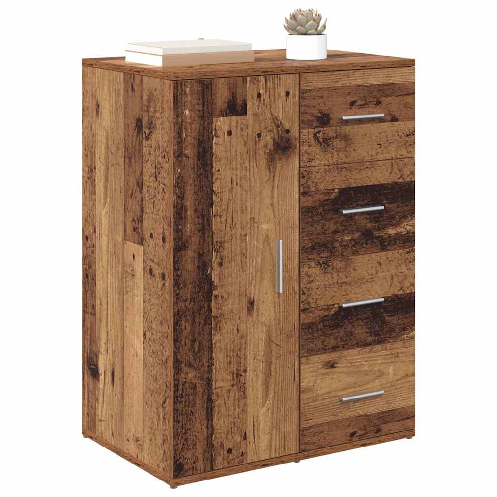 vidaXL Dressoir met lade Oud Hout 59 x 39 x 80 cm Bewerkt hout
