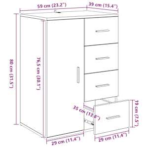 Servírovací skříň Staré dřevo 59 x 39 x 80 cm kompozitní dřevo - obrázek 13