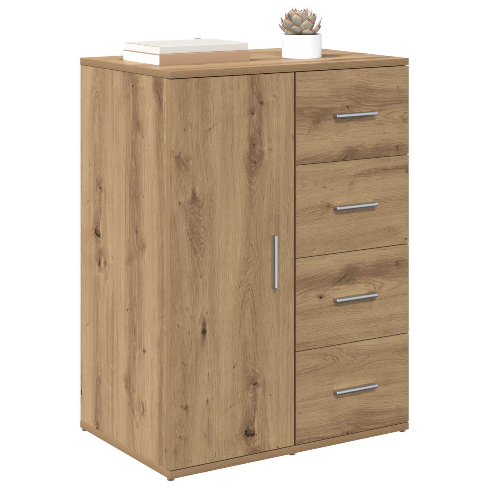 Strani šal Umetni hrast 59 x 39 x 80 cm Konstruiran les - slika 3