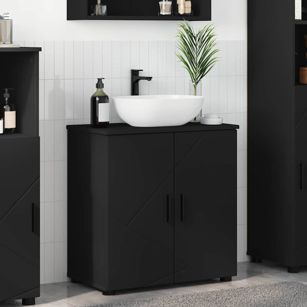 vidaXL Dulap de Baie cu raft Negru 61 x 35 x 64 cm Lemn compozit