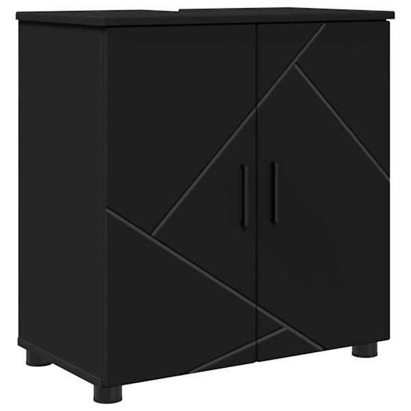 vidaXL Vannitoa kapp Must 61 x 35 x 64 cm Tehispuit, Metall