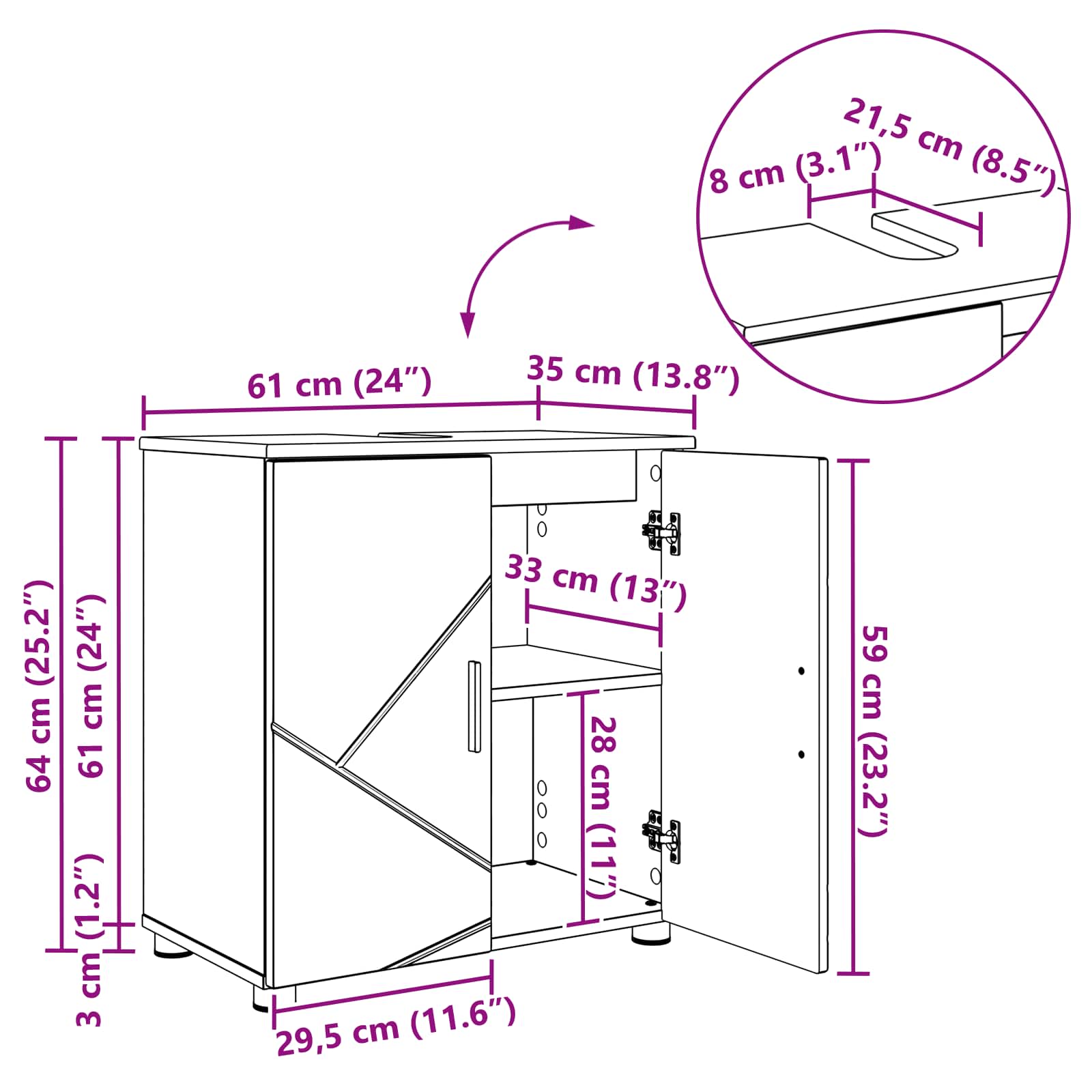 Bathroom Cabinet size guide