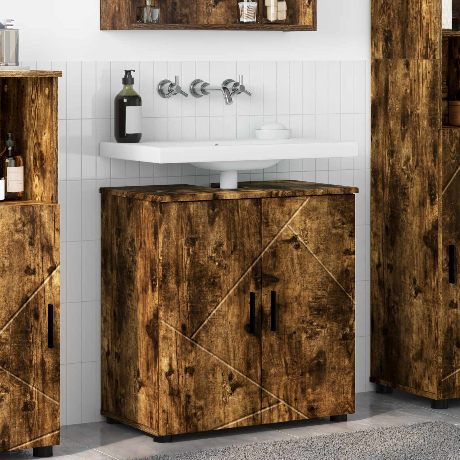 Vannitoa kapp ladustamisega Suitsetatud tamm 61 x 35 x 64 cm