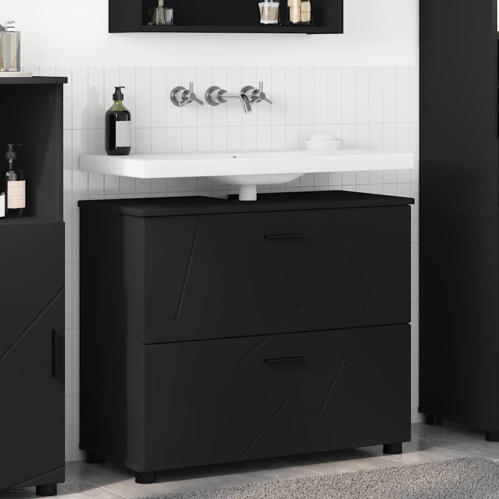 vidaXL Dulap de Baie cu sertar Negru 76.5 x 35 x 64 cm Lemn compozit