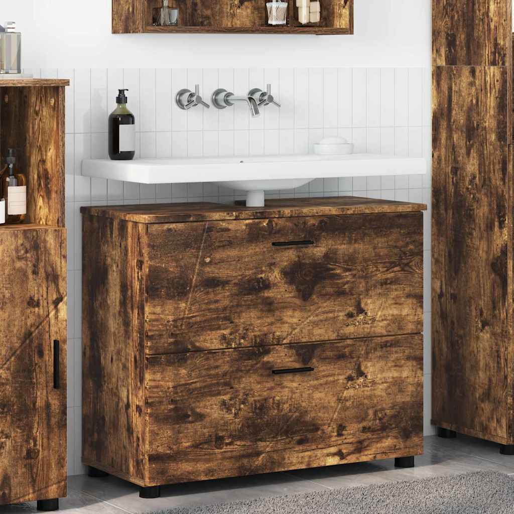 vidaXL Dulap de Baie Stejar afumat 76.5 x 35 x 64 cm Lemn compozit