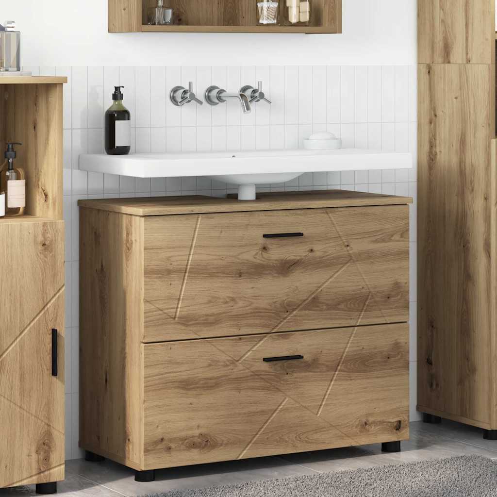 vidaXL Dulap de Baie stejar artizanal 76.5 x 35 x 64 cm Lemn compozit