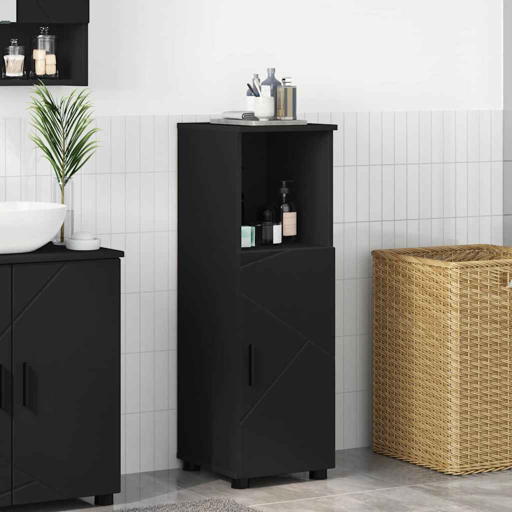 vidaXL Dulap de Baie cu raft Negru 30 x 35 x 95 cm Lemn compozit