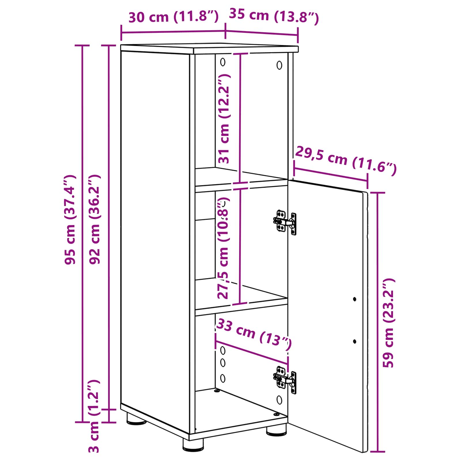Bathroom Cabinet size guide