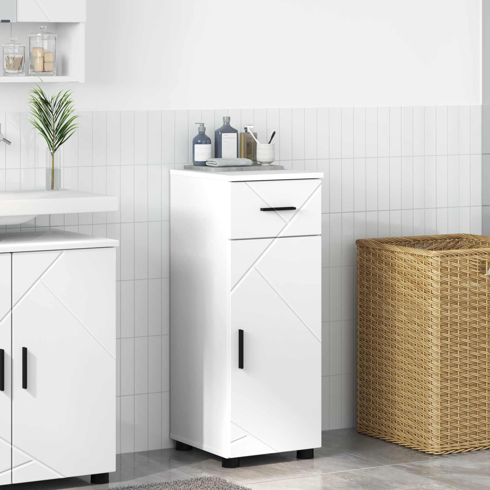 vidaXL Badrumsskåp Vit 30 x 35 x 80 cm Konstruerat trä & Metall