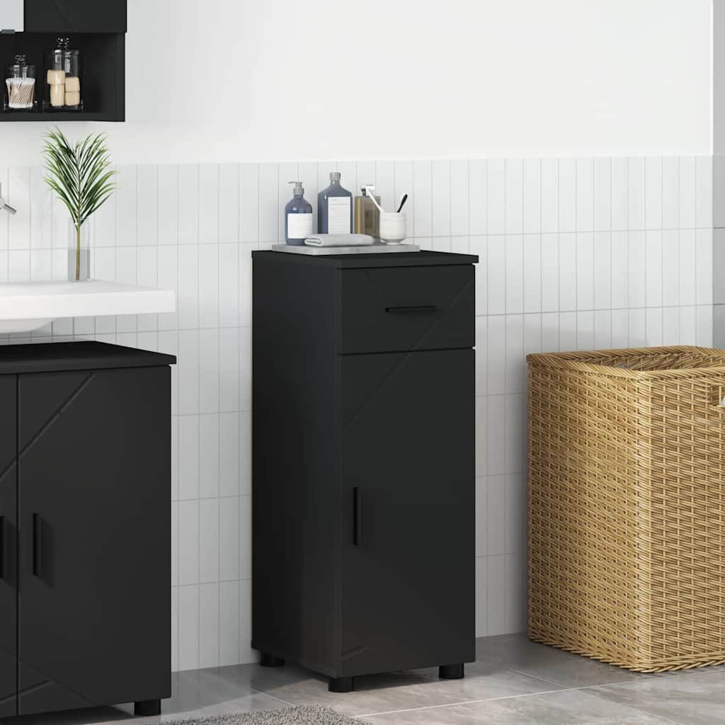 vidaXL Dulap de Baie cu sertar Negru 30 x 35 x 80 cm Lemn compozit