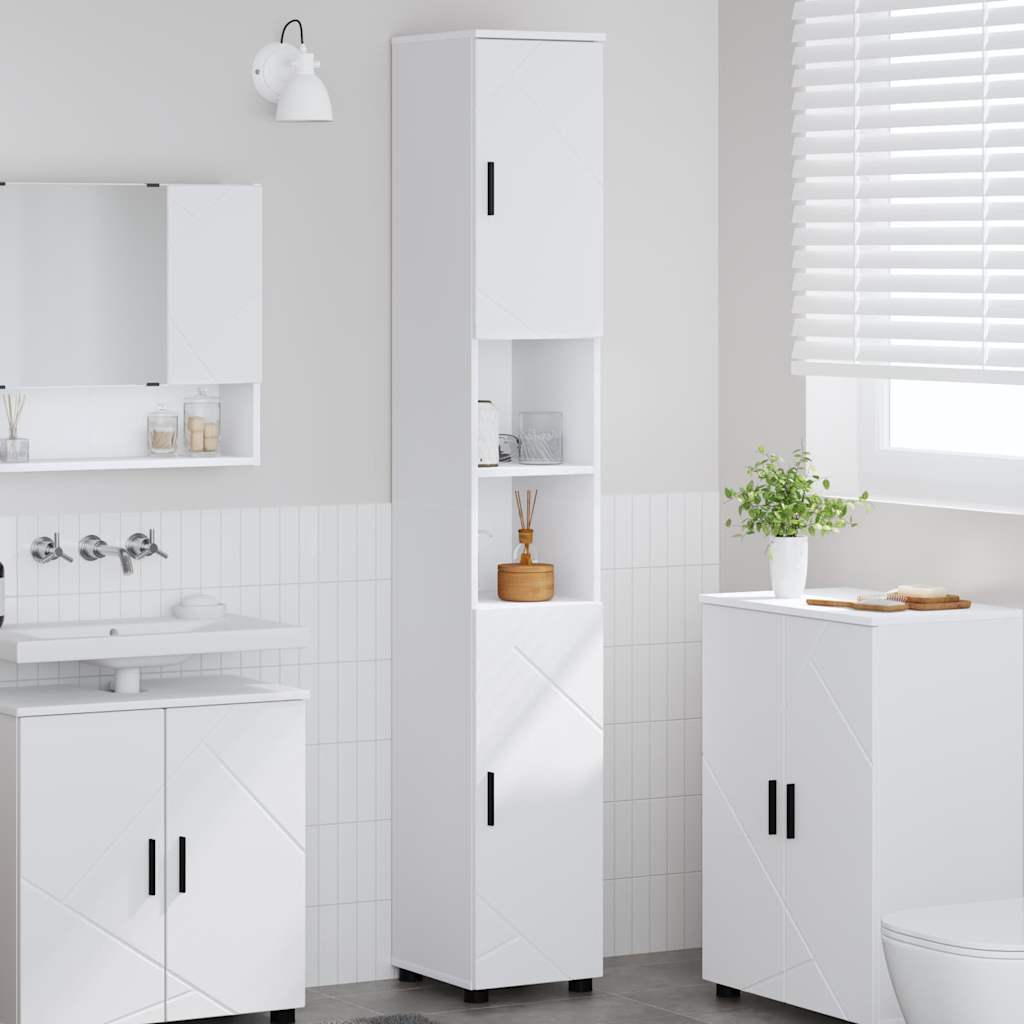 vidaXL Dulap de baie înalt cu ușă Alb 30 x 35 x 192 cm Lemn compozit