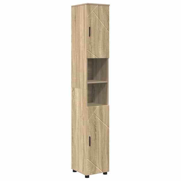 vidaXL Vannitoa kapp Sonoma tamm 30 x 35 x 192 cm Tehispuit & Metall
