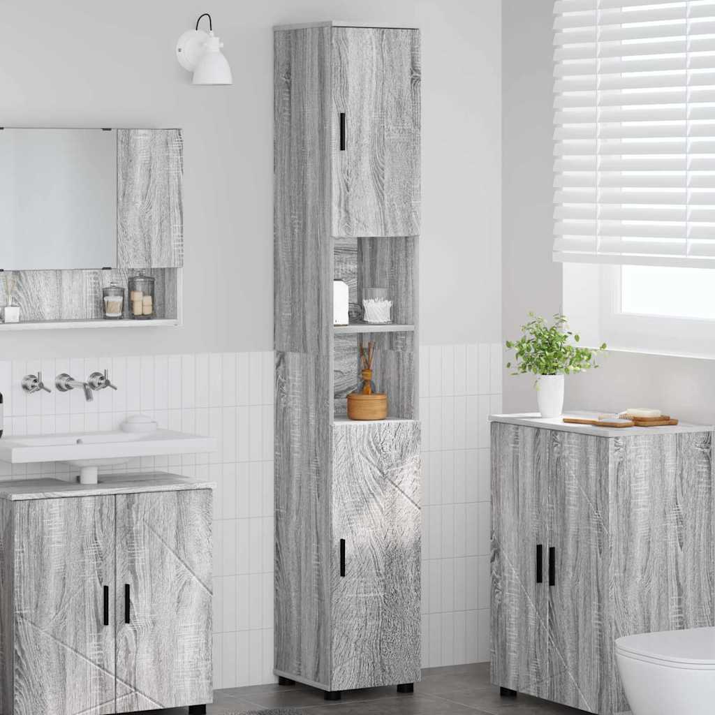 vidaXL Dulap de baie înalt sonoma gri 30 x 35 x 192 cm Lemn compozit
