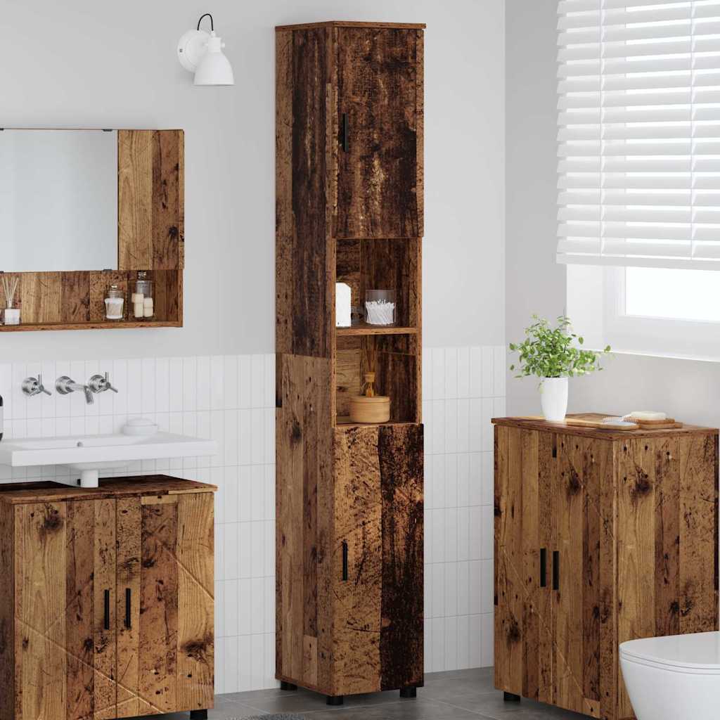 vidaXL Dulap de baie înalt Lemn vechi 30 x 35 x 192 cm Lemn compozit