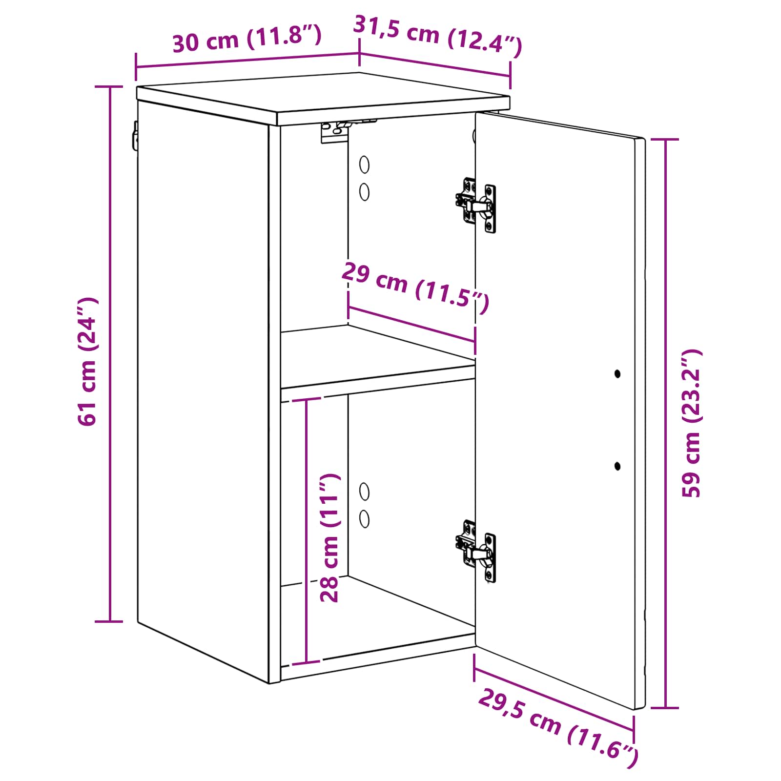 Bathroom Cabinet size guide