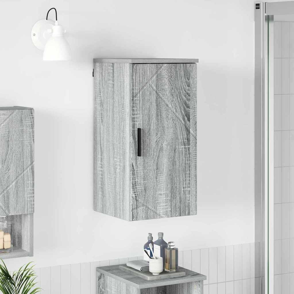 vidaXL Dulap de Baie cu ușă sonoma gri 30 x 31.5 x 61 cm Lemn compozit