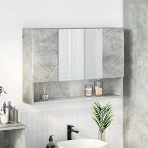 Ogledalna omara Betonsko siva 80 x 17 x 55 cm Konstruiran les