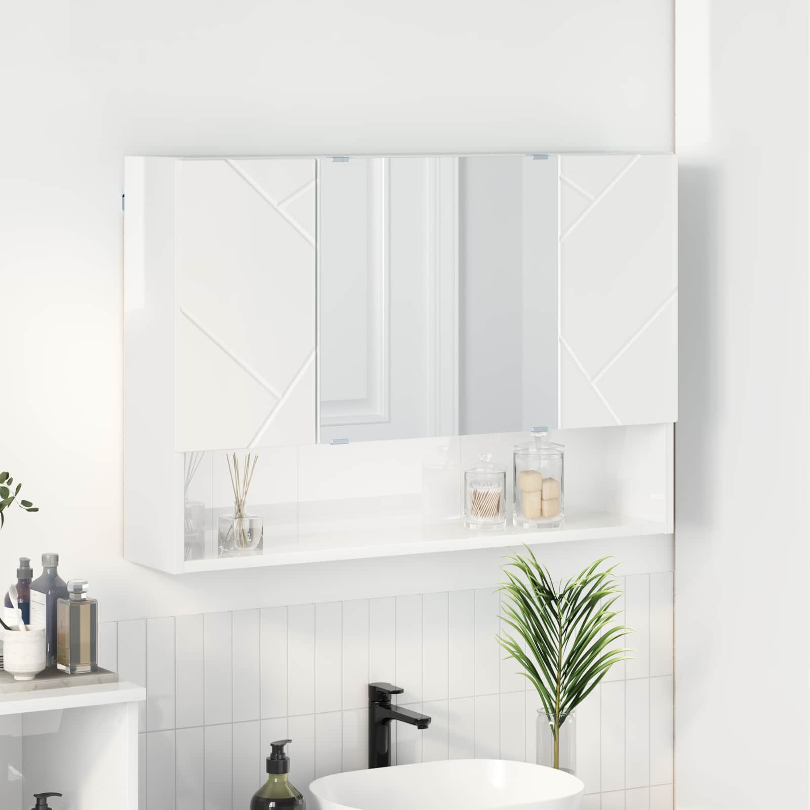 vidaXL Spegelskåp Högblanka vita 80 x 17 x 55 cm Konstruerat trä