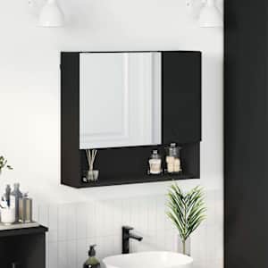 Ogledalna omara z vrati Črna 59 x 17 x 55 cm Konstruiran les