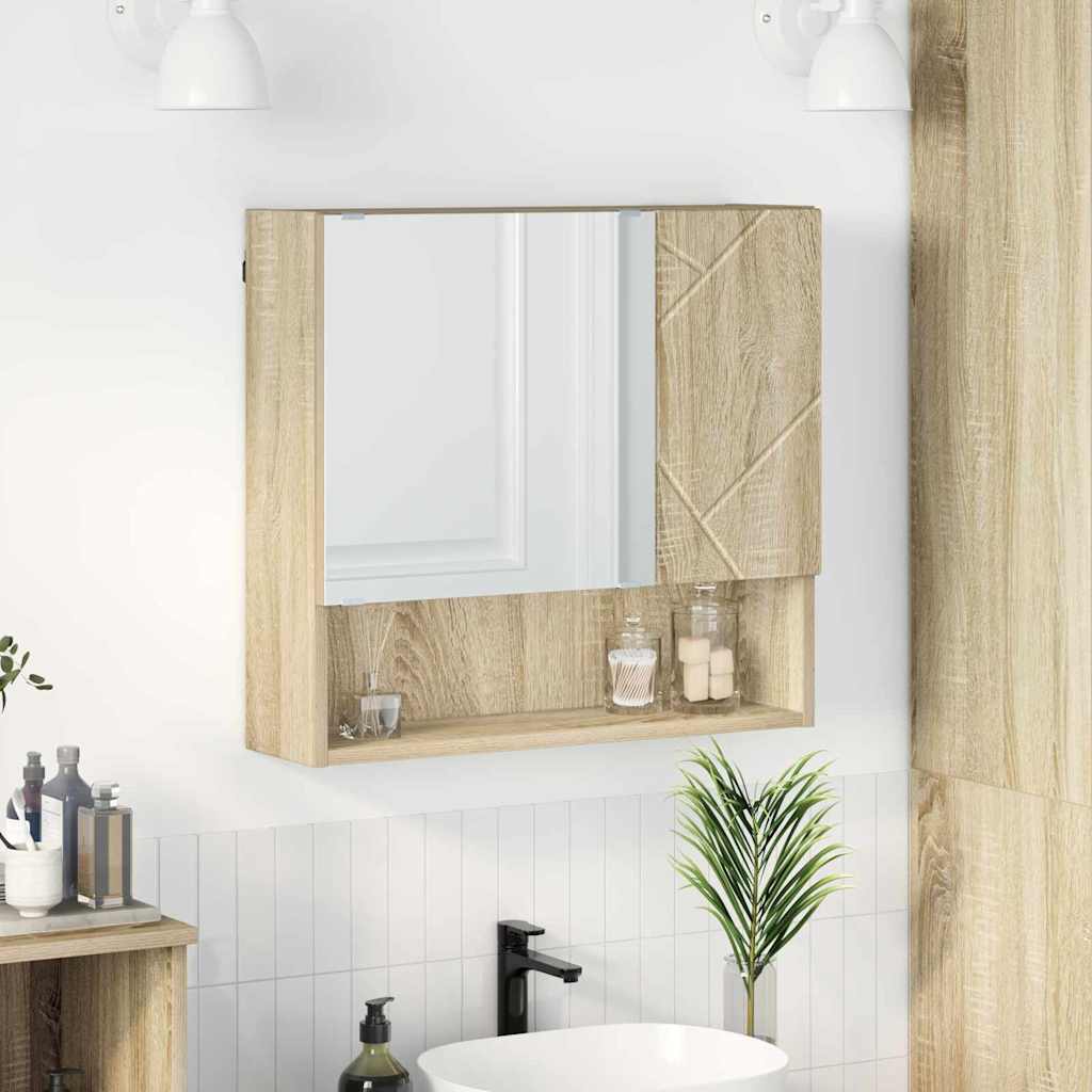 vidaXL Dulap cu oglindă Stejar sonoma 59 x 17 x 55 cm Lemn compozit