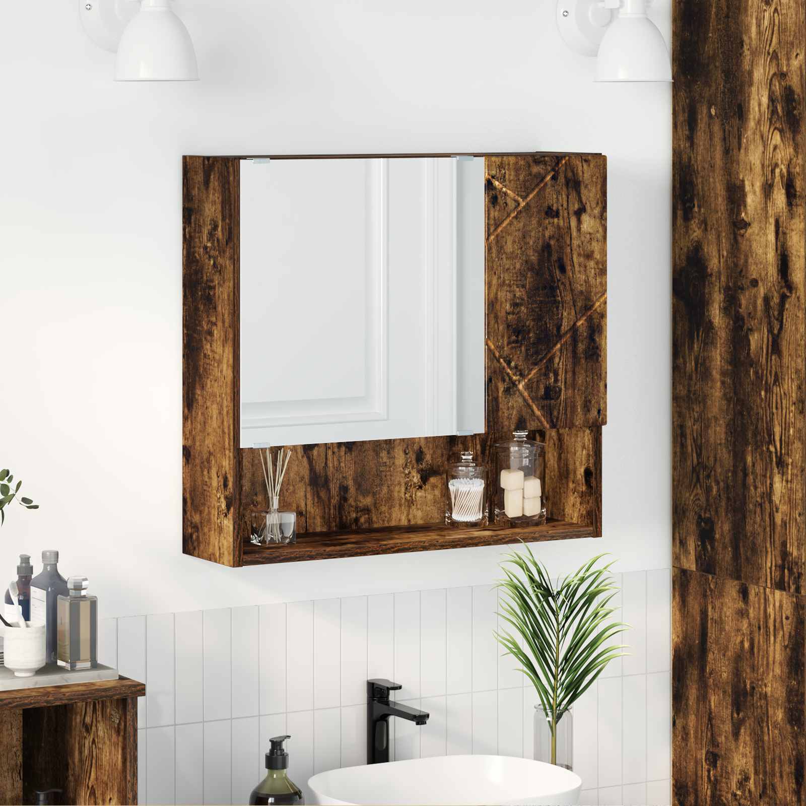 vidaXL Spegelskåp Rökt ek 59 x 17 x 55 cm Konstruerat trä