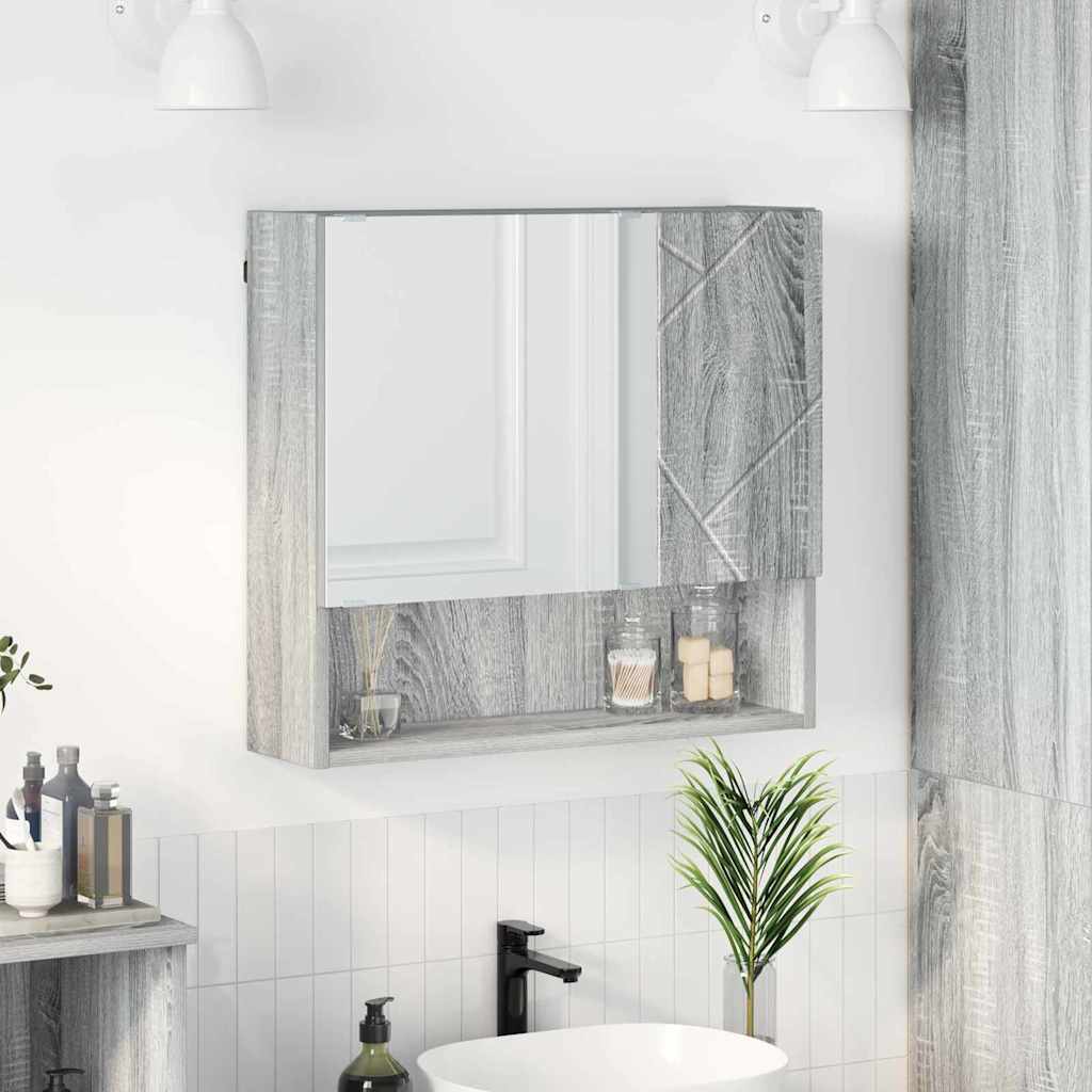 vidaXL Dulap cu oglindă sonoma gri 59 x 17 x 55 cm Lemn compozit