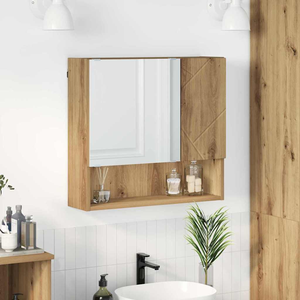 vidaXL Dulap cu oglindă stejar artizanal 59 x 17 x 55 cm Lemn compozit