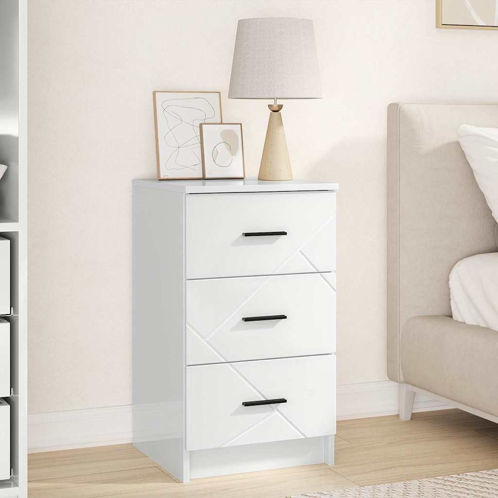 vidaXL Dulap de noapte Alb foarte lucios 38 x 38 x 66 cm Lemn compozit