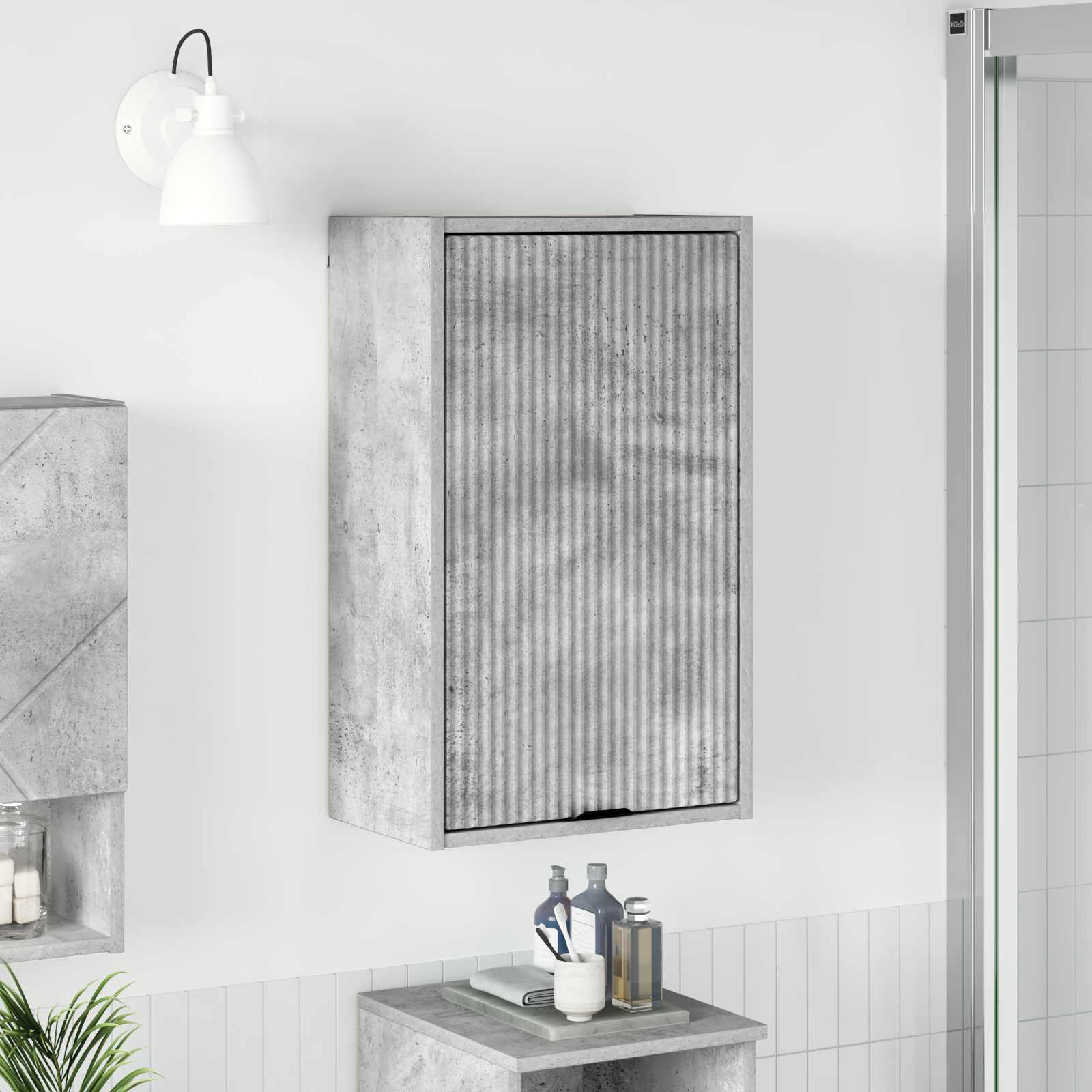 vidaXL Badrumsskåp Väggmonterad med dörr Betonggrå 39 x 23,5 x 65 cm