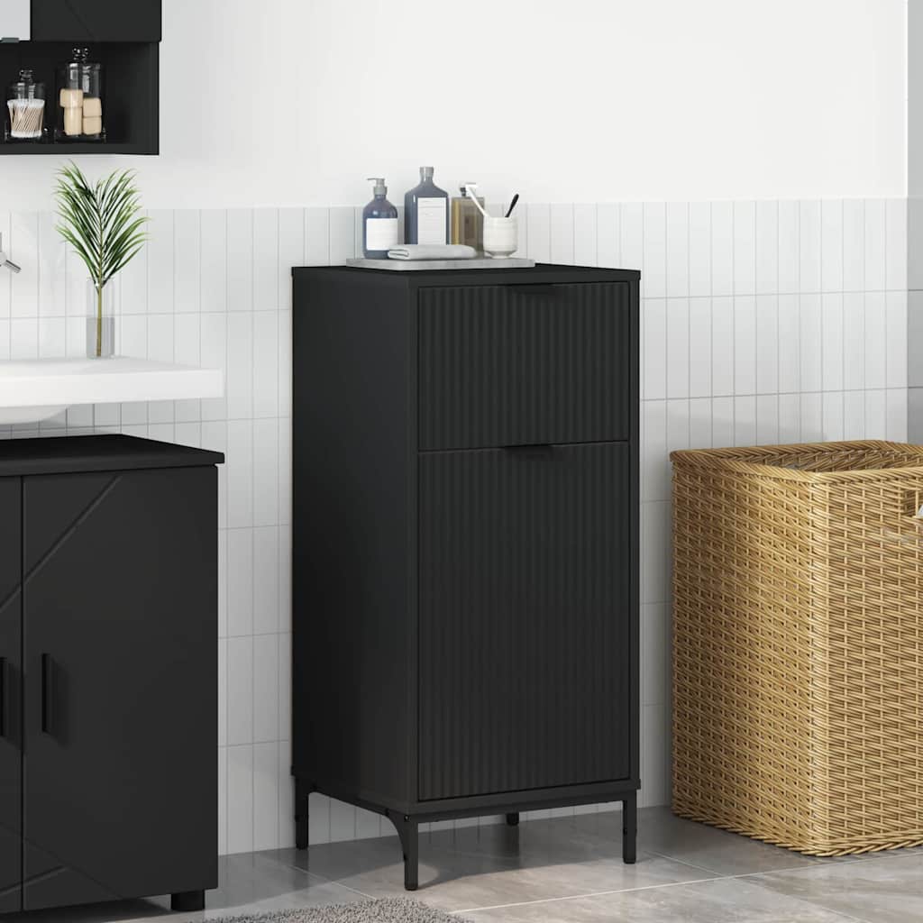 vidaXL Dulap de Baie cu sertar Negru 39.5 x 36 x 88 cm Lemn compozit