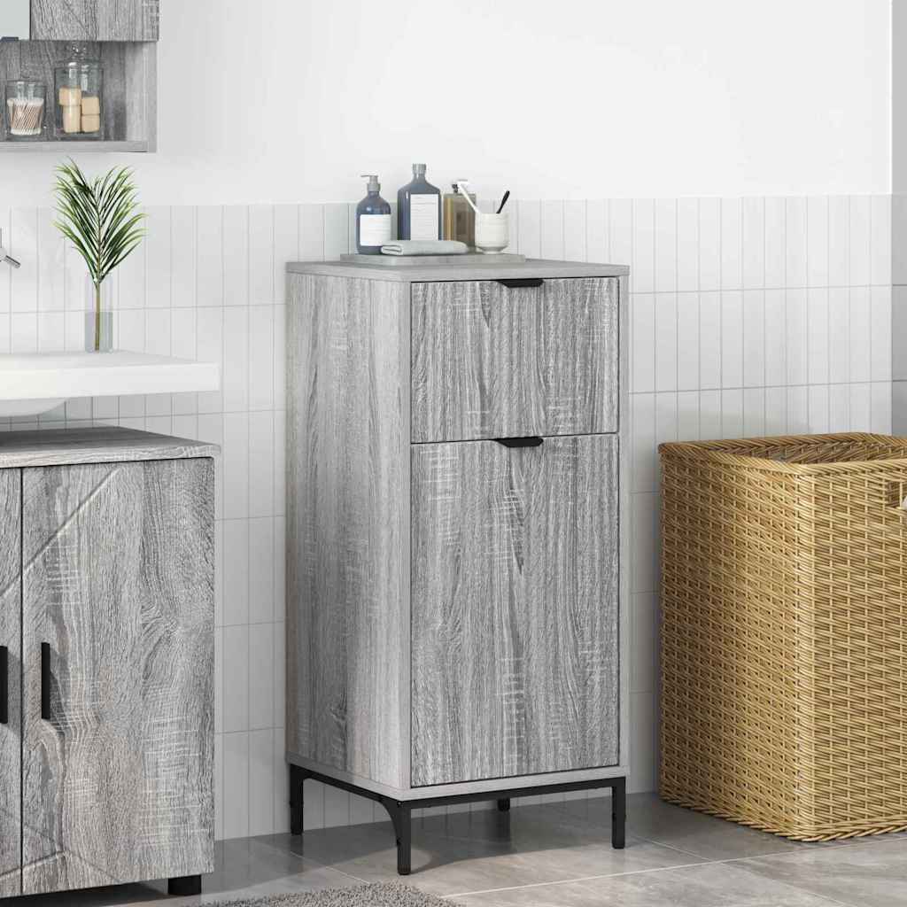 vidaXL Dulap de Baie cu ușă sonoma gri 39.5 x 36 x 88 cm Lemn compozit