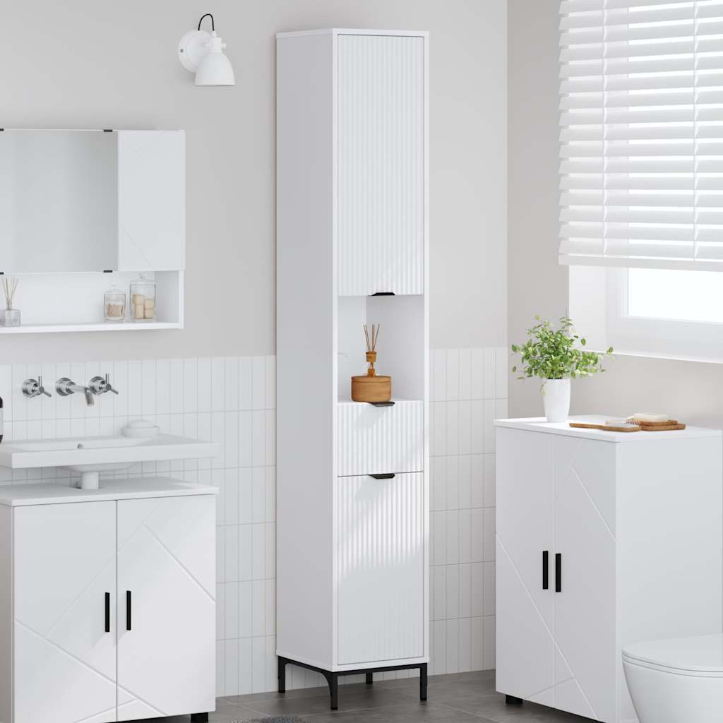 vidaXL Dulap de baie înalt cu ușă Alb 31.5 x 33 x 190 cm Lemn compozit