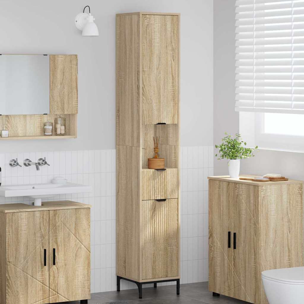 vidaXL Dulap de baie înalt cu sertar Stejar sonoma 31.5 x 33 x 190 cm