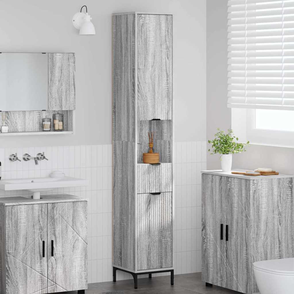vidaXL Dulap de baie înalt sonoma gri 31.5 x 33 x 190 cm Lemn compozit