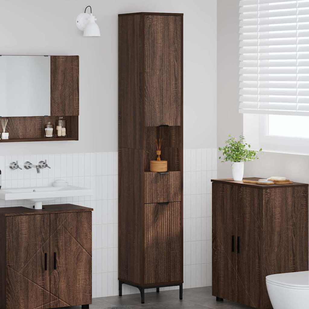 vidaXL Dulap de baie înalt cu sertar Stejar brun 31.5 x 33 x 190 cm