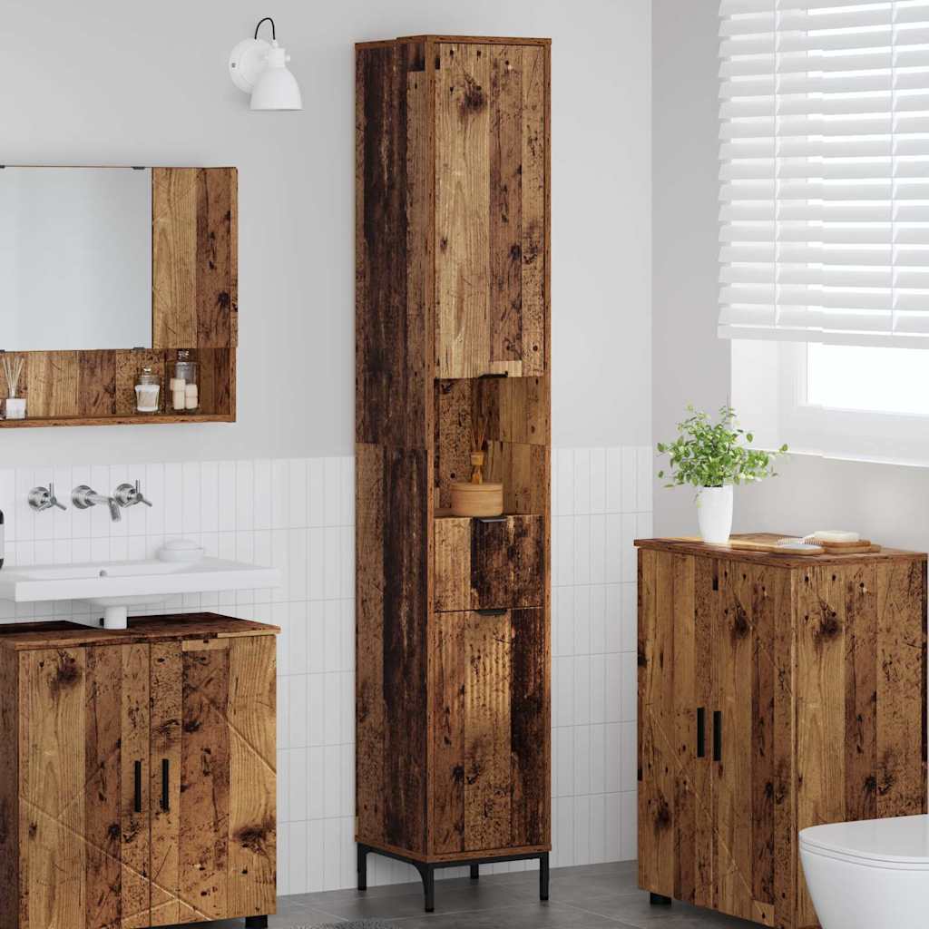 vidaXL Dulap de baie înalt Lemn vechi 31.5 x 33 x 190 cm Lemn compozit