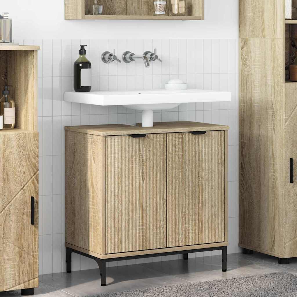 vidaXL Dulap pentru Chiuveta de Baie Stejar sonoma 60.5 x 33.5 x 61 cm
