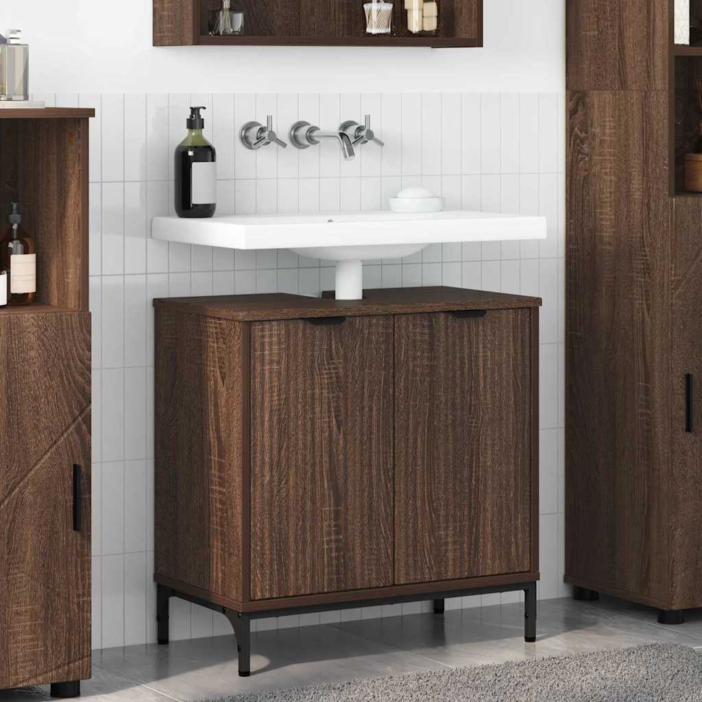 vidaXL Dulap pentru Chiuveta de Baie Stejar brun 60.5 x 33.5 x 61 cm