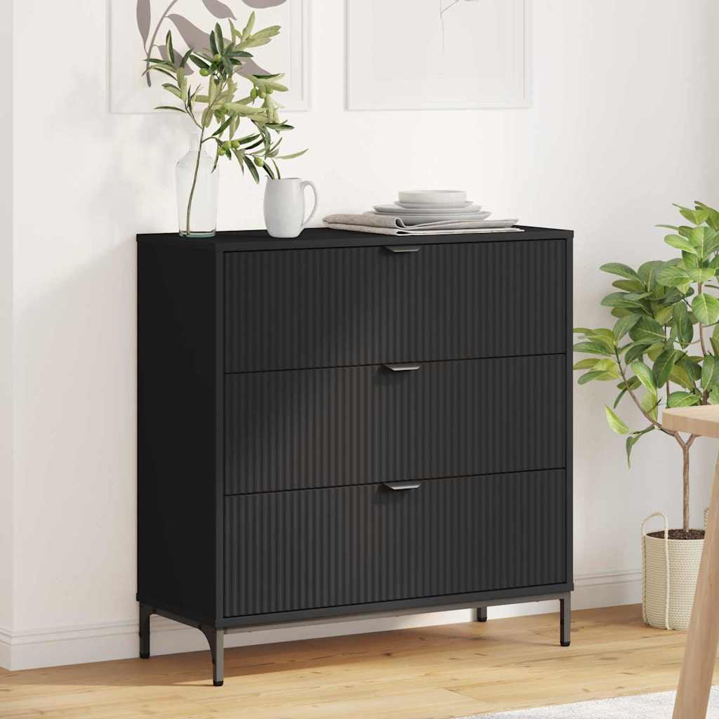 vidaXL Bufet cu sertar Negru 79.5 x 33 x 82 cm Lemn compozit