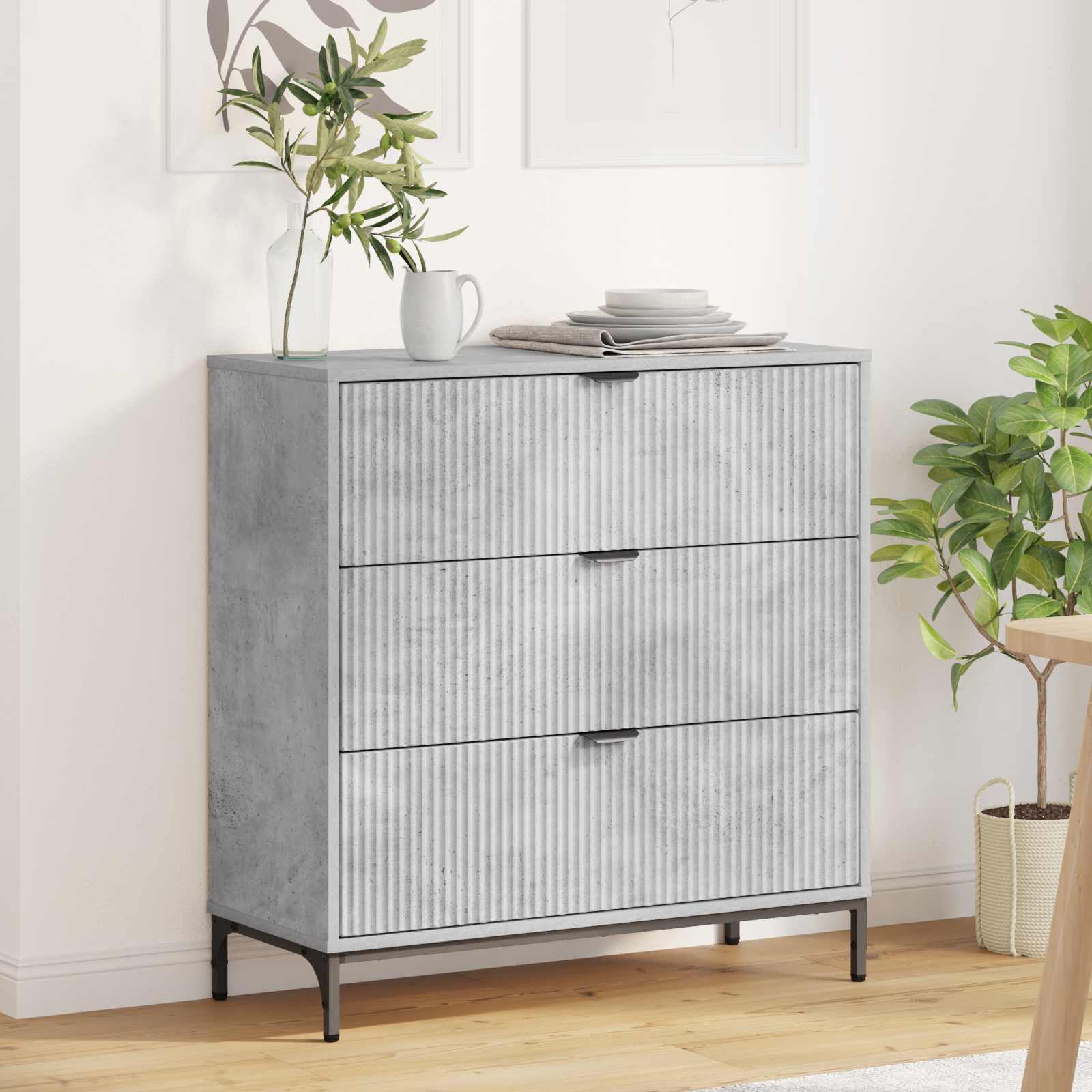Kõide sahtliga Betoonhall 79,5 x 33 x 82 cm Tehispuit