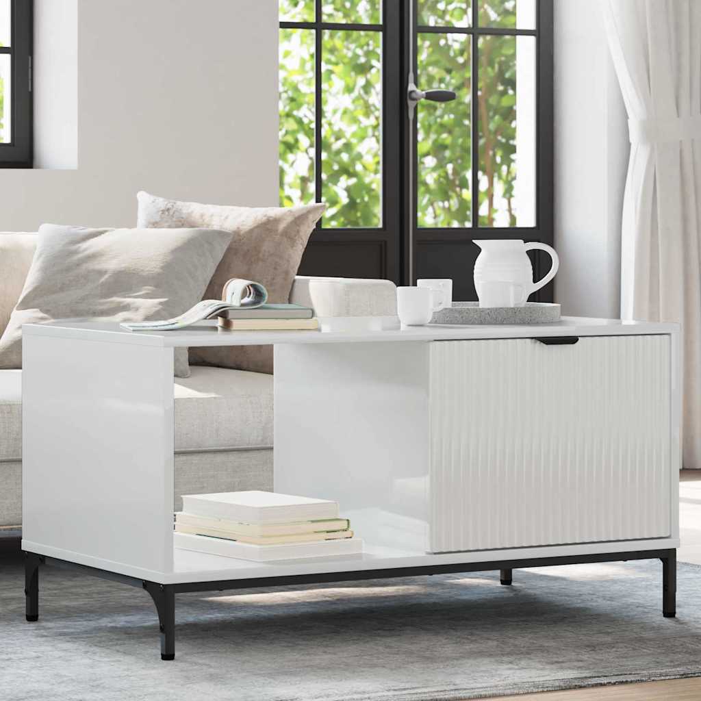 vidaXL Masă de cafea Alb foarte lucios 90 x 49 x 46 cm Lemn compozit