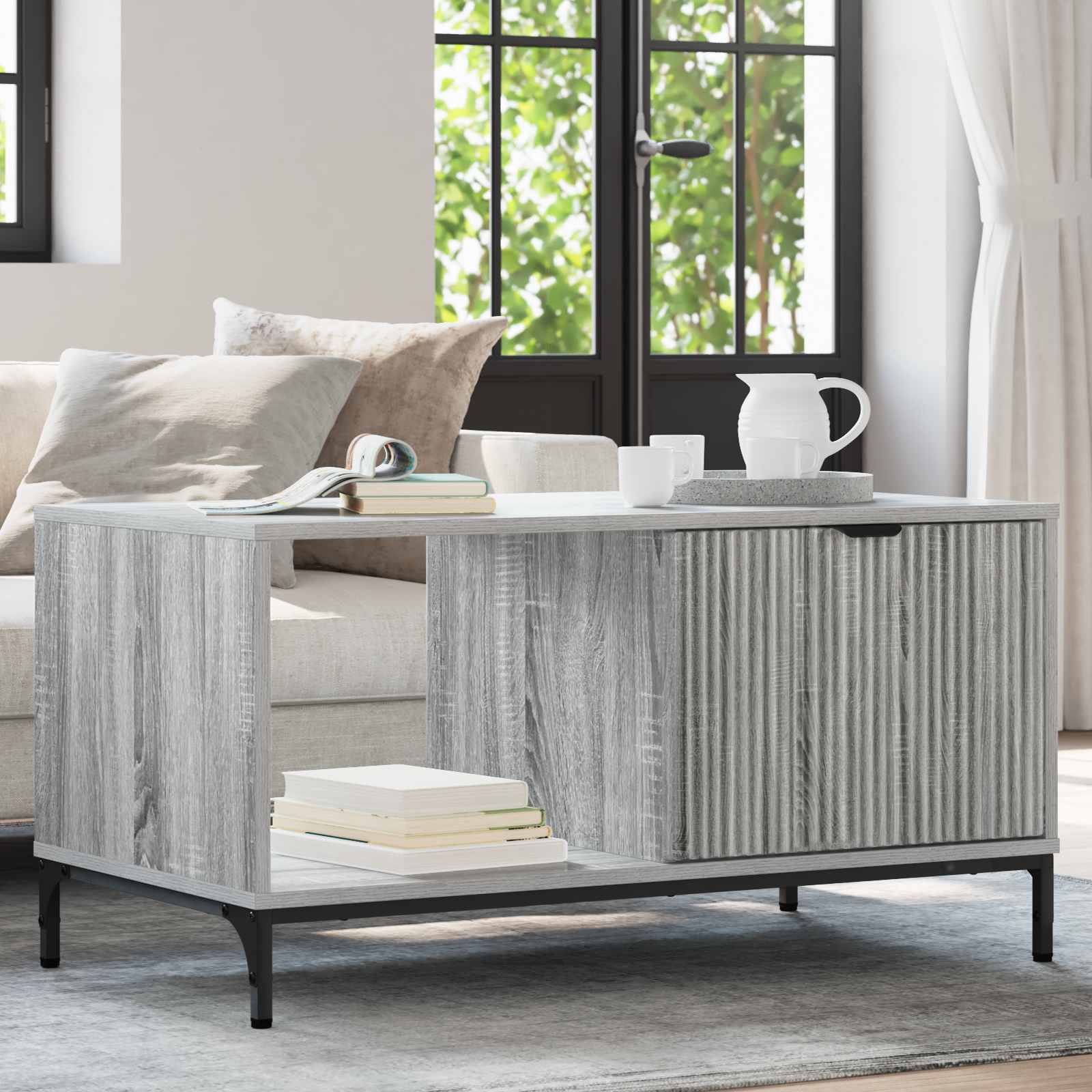 vidaXL Masă de cafea Gri Sonoma 90 x 49 x 46 cm Lemn compozit