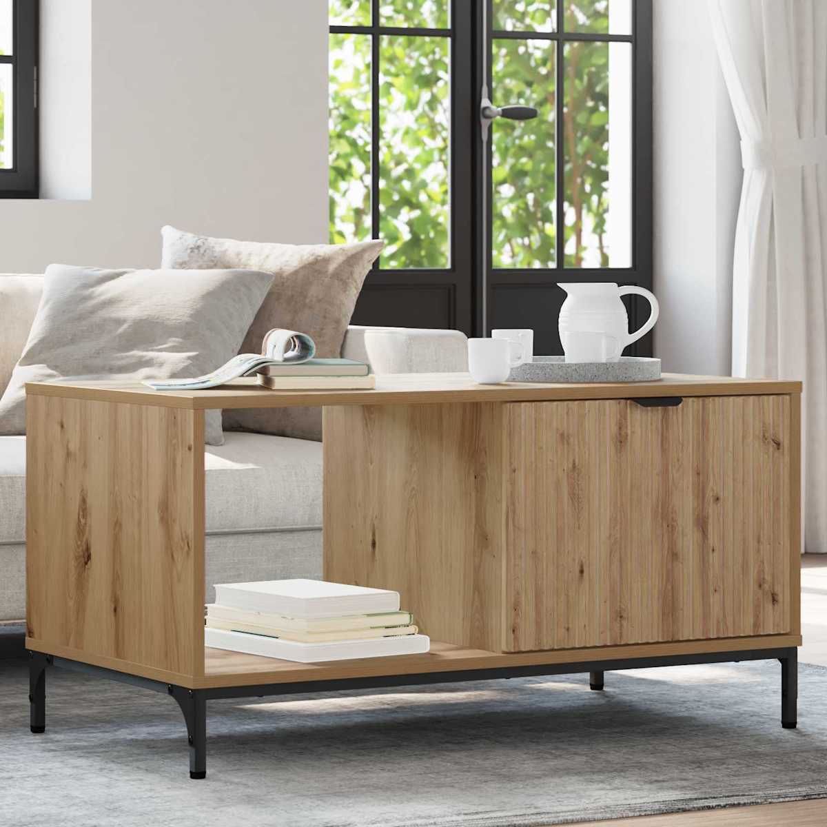 Sofabord 90 x 49 x 46 cm Konstrueret træ
