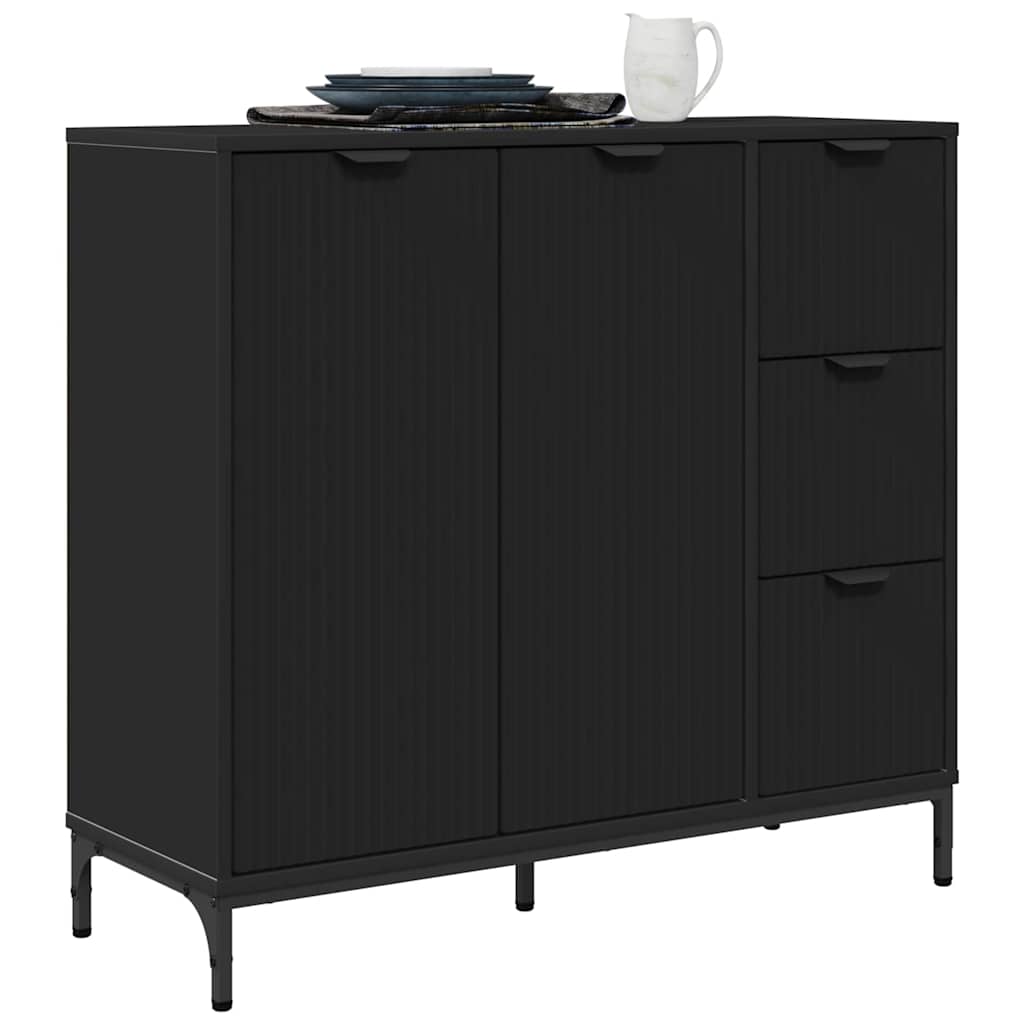 vidaXL Dressoir met lade Zwart 89,5 x 33 x 82 cm Bewerkt hout